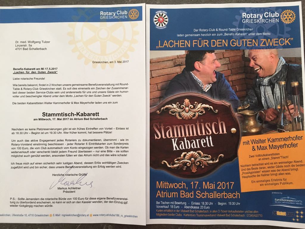 Einladung Zum Benefiz Kabarett Lachen Für Den Guten Zweck Rotary Club Grieskirchen